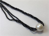 STERLING SILVER SPINEL AND FRESH WATER PEARL