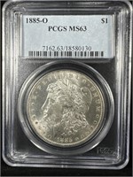 1885-O silver Morgan Dollar MS 63 PCGS