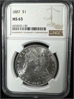1887 Silver Morgan dollar MS 63 NGC