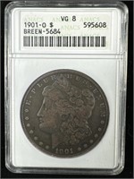 1901-O silver Moore dollar ANACS VG8