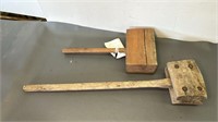 Two vintage wooden mallets