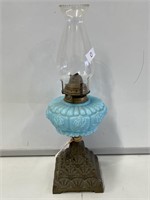 Vintage Blue Glass Kero Lamp H490mm