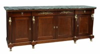 FRENCH EMPIRE STYLE MARBLE-TOP MAHOGANY SIDEBOARD