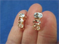 rose sterling 3-stone gemstone earrings