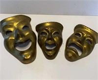 Brass theatre masks 7”, and 4.5”