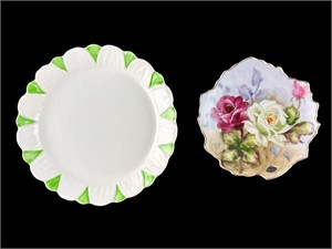 (2) Lefton Plates - Daisytime, Hand Painted Roses