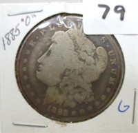 1885-O Morgan silver dollar