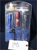 Qty 2 New PT Tool LED 9 Bulb Flashlight