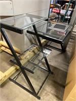 Glass top residential use desk with keyboard tray