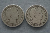 1915-D and 1915-S Barber Silver Half Dollar