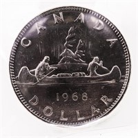 Canada 1968 Nickel Dollar MS65 ICCS No Island
