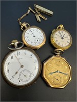 Waltham, elgin, gruen, viking pocket watches