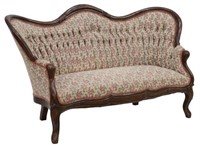 AMERICAN VICTORIAN TUFTED PARLOR SETTEE, 19TH C.
