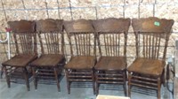 5 vintage wood dining room chairs