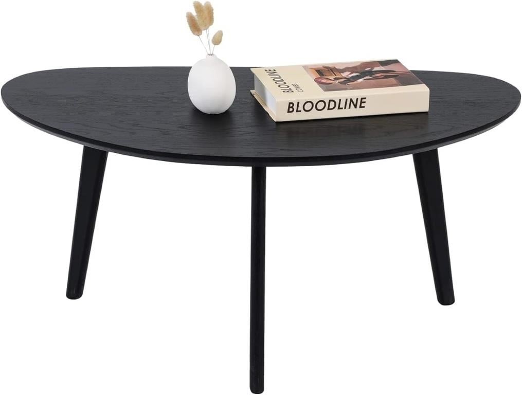 Small Black Oval Coffee Table  18.9Dx33.47Wx15.75H