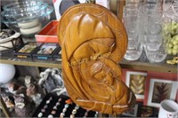 CARVED WOODEN MADONNA AND CHILD