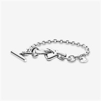 Pandora Knotted Hearts Silver T-Bar Bracelet