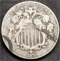 1872 Shield Nickel, Tougher Date, Nice Coin