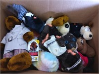 Box of stuffed animals