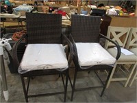 PAIR -- BAR HEIGHT "WICKER" PATIO CHAIRS