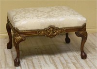 Chippendale Style Parcel Gilt Upholstered Ottoman.