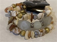 Multi-stone 3-piece  beaded bracelet