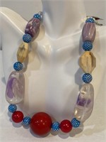 Stone in big red ball necklace