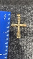 14K Gold Cross Necklace Pendant 2.5 Grams