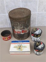 F1) Vintage Tins and Cigar Box, Hills Bros Coffee,