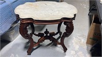 Walnut Victorian Turtle Marble Top Table