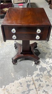 Early Mahogany Empire Drop Leaf Sewing Stand