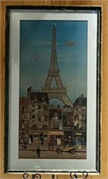 Michel Delacroix Signed Eiffel Tower Lithograph