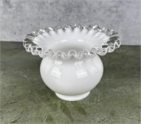 Fenton Glass Silver Crest Rose Bowl