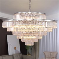 Large Chrome 7-Tier Crystal Chandelier