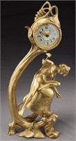 Art Nouveau gilt bronze shelf clock