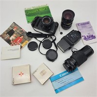 Vintage Canon T50 Camera w/ Hoya Lenses