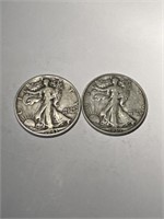 2 Walking Liberty Silver Half Dollars -1939 & 1943