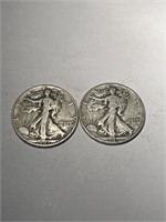 2 Walking Liberty Silver Half Dollars -1939 & 1941