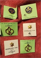 Vintage Lot Girl Scout Pins Round Trefoil  Star