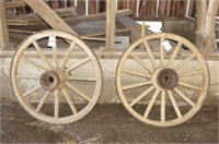 Pair of Approx. 42in Wooden Wagon Wheels