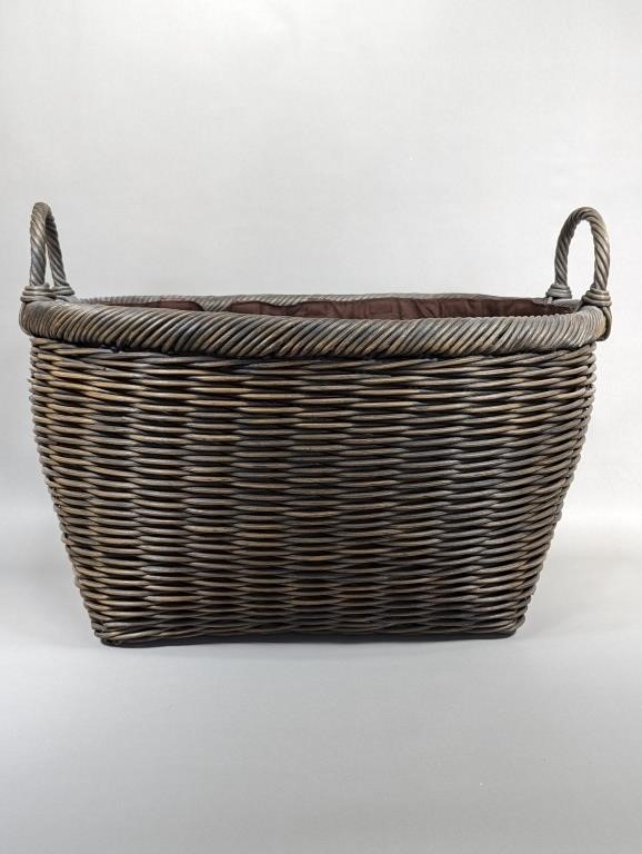 Large Woven Rattan Basket with Lining