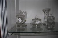 5pcs of early American pressed glass: vase,