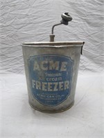 Antique Acme Hand Crank Ice Cream Freezer Metal