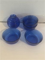 Cobalt blue beehive and bowls 5”