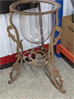 Heavy Glass Vase insert w/Cast-Iron Base 27" high