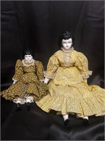 Two Antique German China Porcelain Head Dolls