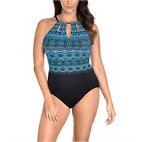$38-Miradonna Women's 18 Swimwear One Piece Halter