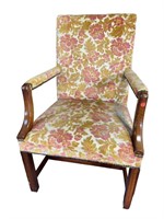 SOLID MAHOGANY CHIPPENDALE OPEN ARM CHAIR