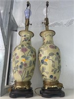 2 heavy porcelain over brass lamps