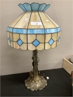 Tiffany style lamp w/ lead glass shade.